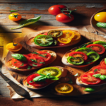 Bruschettas italianas com tomate e manjericão