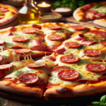 Pizzas de calabresa com borda recheada Pizzas de calabresa com borda recheada