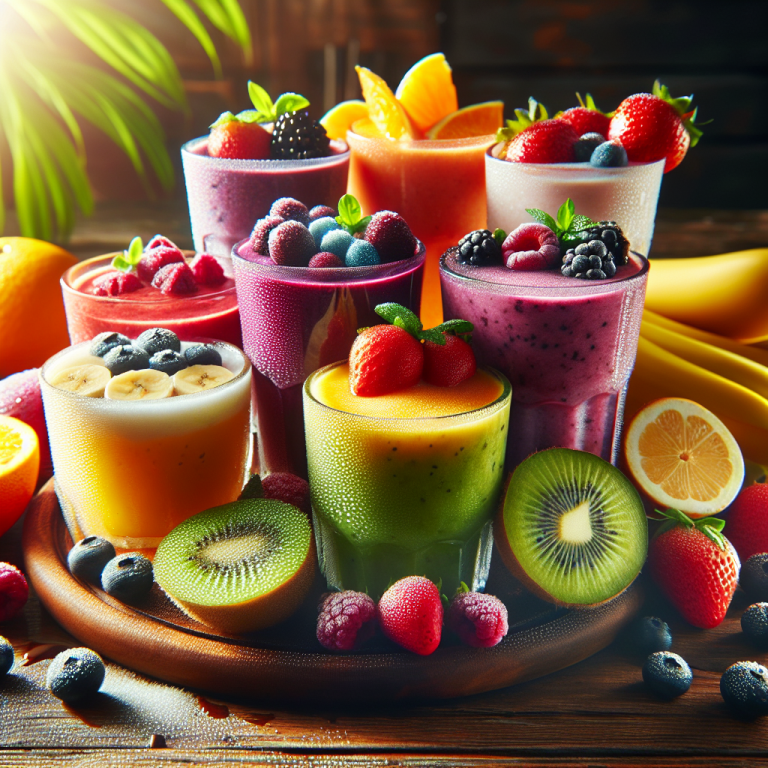 Smoothies energéticos com frutas frescas