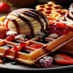 Waffles crocantes com coberturas doces