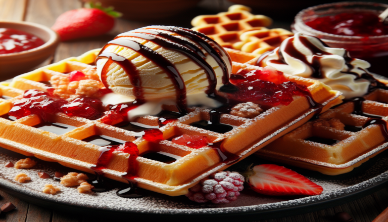 Waffles crocantes com coberturas doces